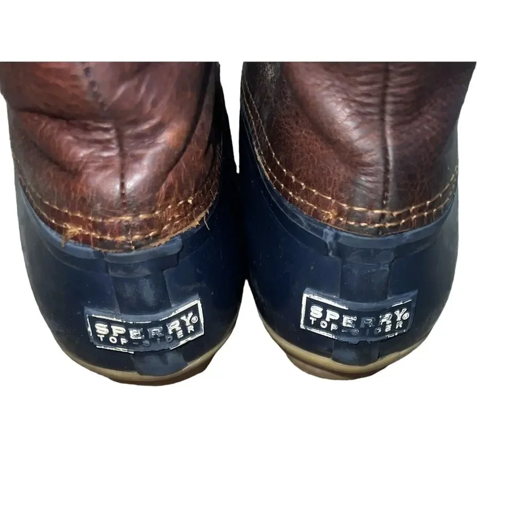 Sperry Duck Boots Womens 7 Saltwater Waterproof Sts91175 Blue Rubber Zip Lace Up